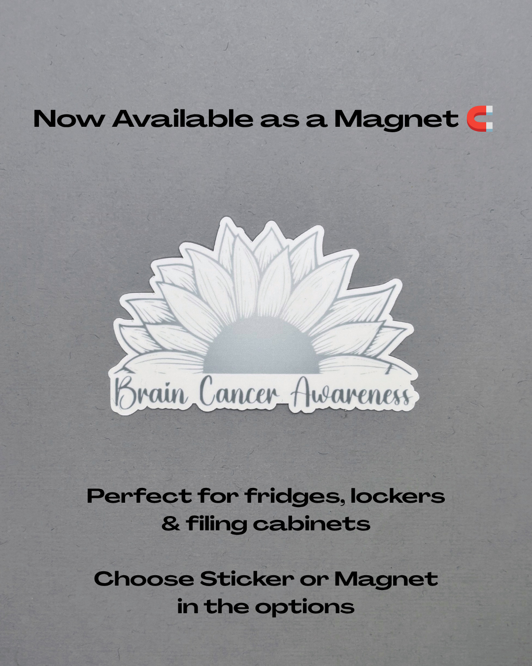 Brain Cancer Awareness Sunflower Sticker or Magnet