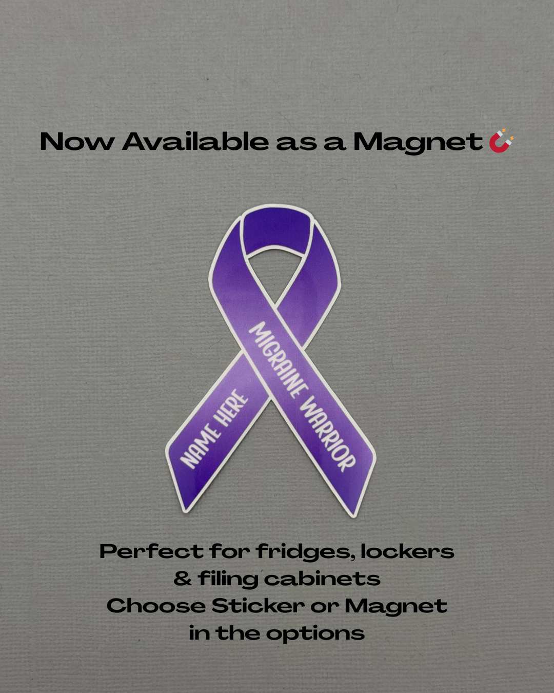 Migraine Warrior Custom Ribbon Sticker or Magnet