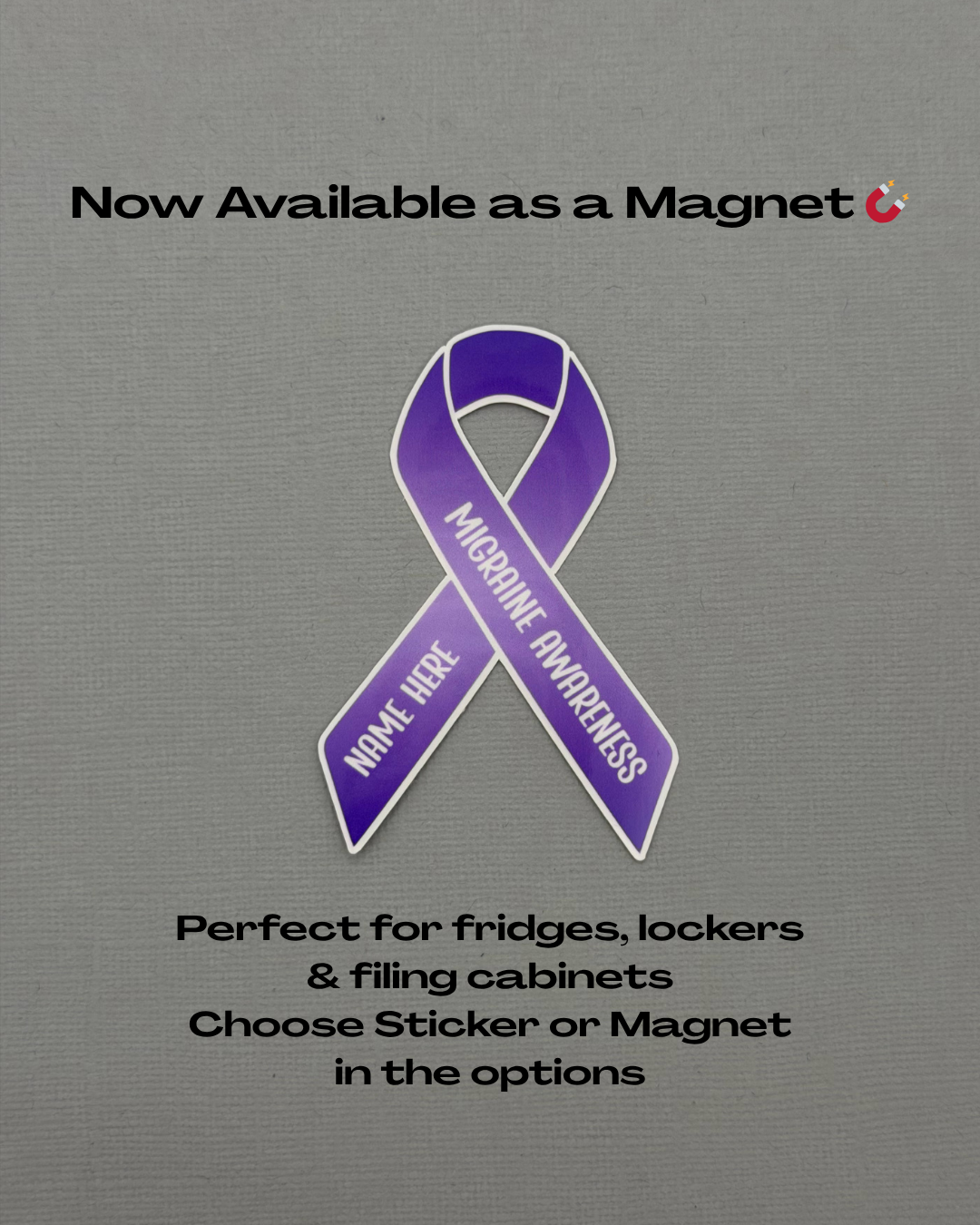 Migraine Awareness Custom Ribbon Sticker or Magnet