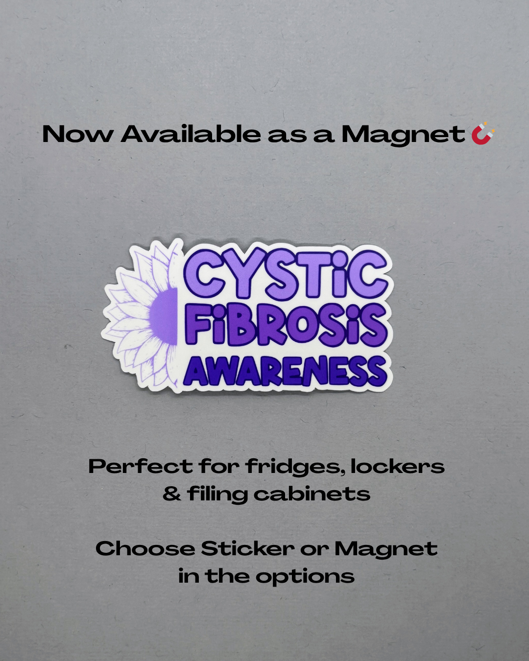 Cystic Fibrosis Awareness Sunflower Sticker or Magnet