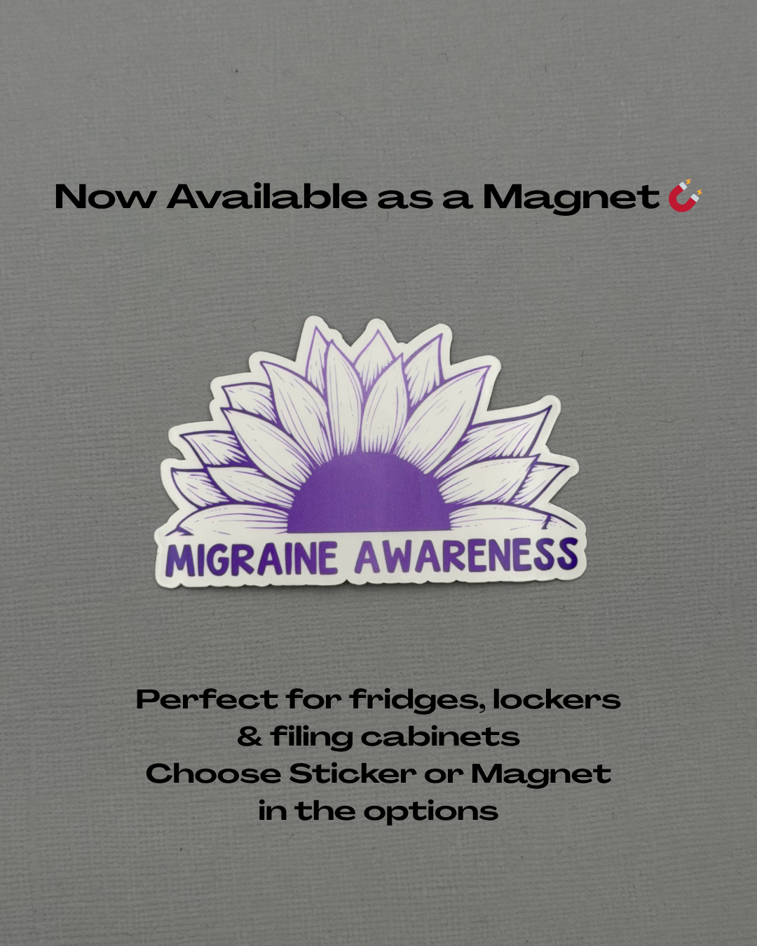 Migraine Awareness Sunflower Sticker or Magnet