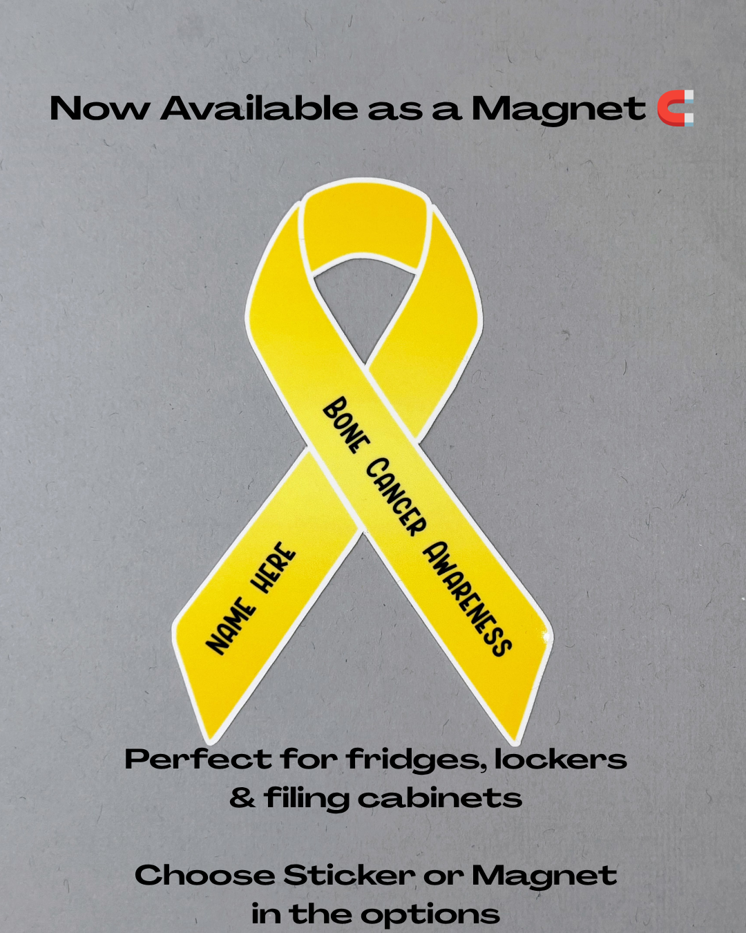 Bone Cancer Awareness Custom Ribbon Sticker or Magnet