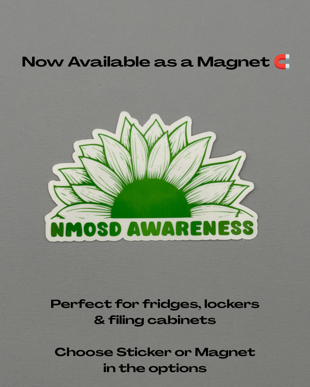 NMOSD Awareness Sunflower Sticker or Magnet | Neuromyelitis Optica Spectrum Disorder