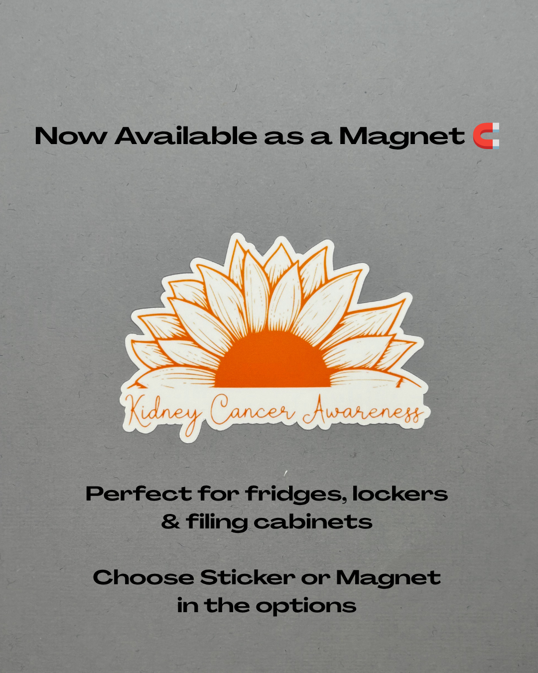 Kidney Cancer Awareness Sunflower Sticker or Magnet