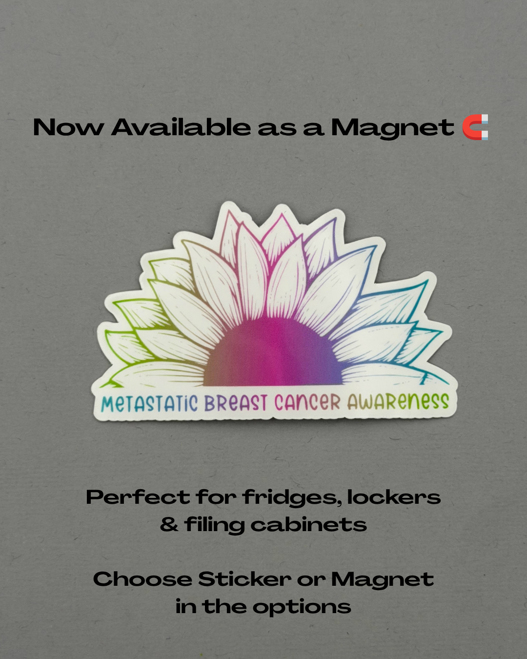 Metastatic Breast Cancer Awareness Sunflower Sticker or Magnet