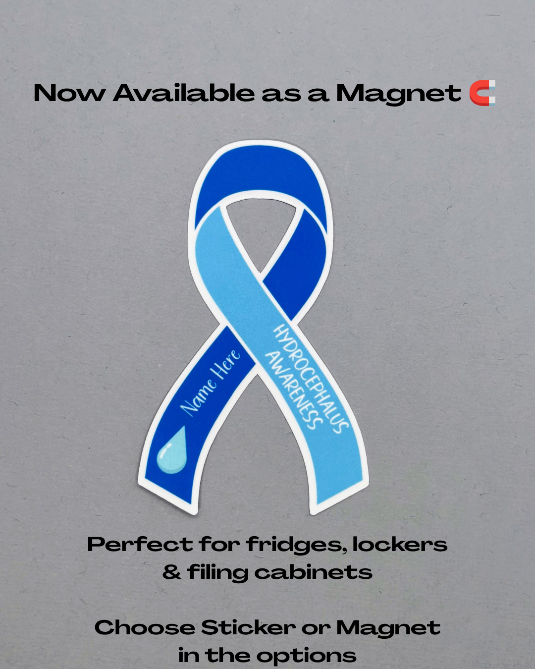 Hydrocephalus Awareness Custom Ribbon Sticker or Magnet