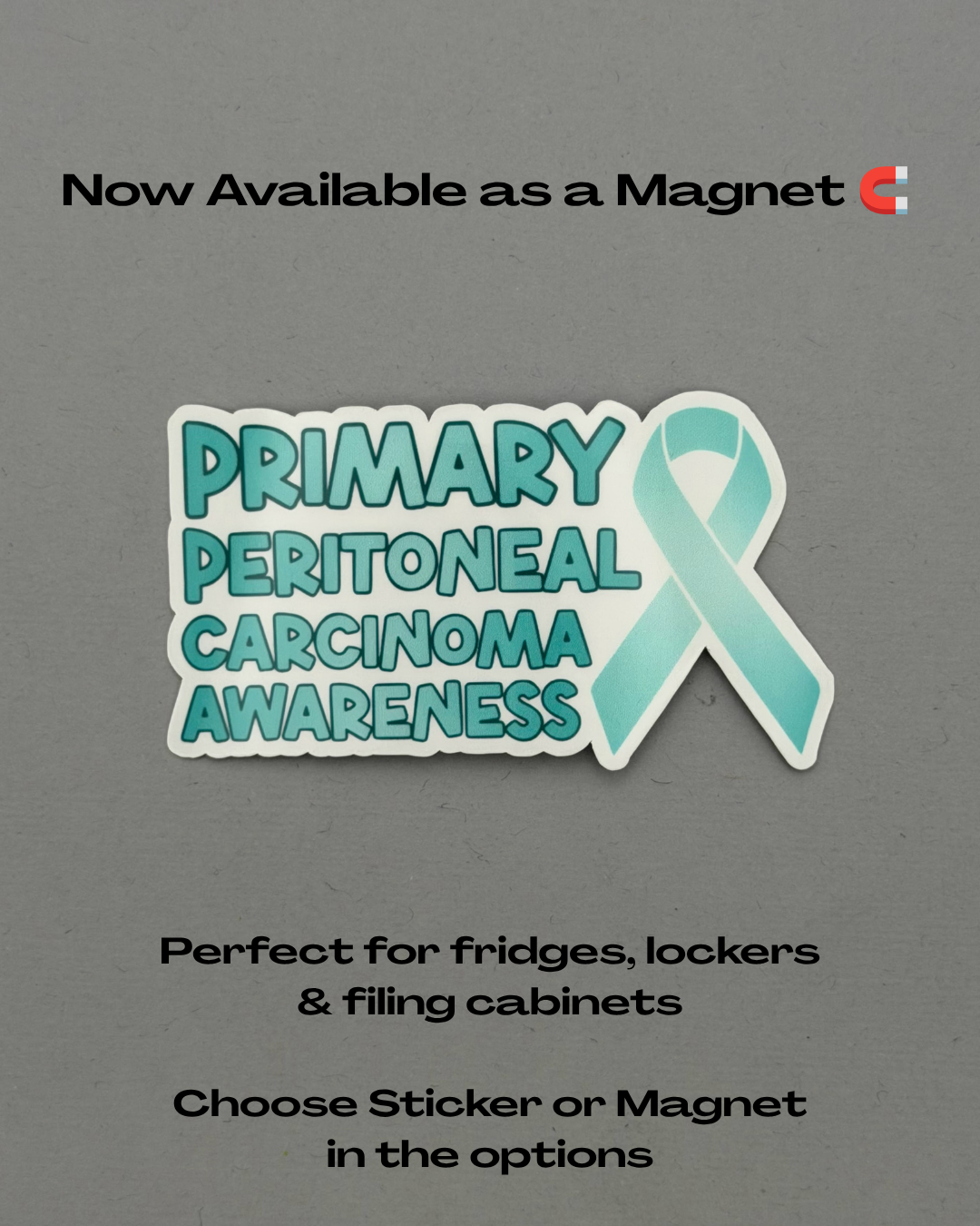 Primary Peritoneal Carcinoma Awareness with Ribbon Sticker or Magnet