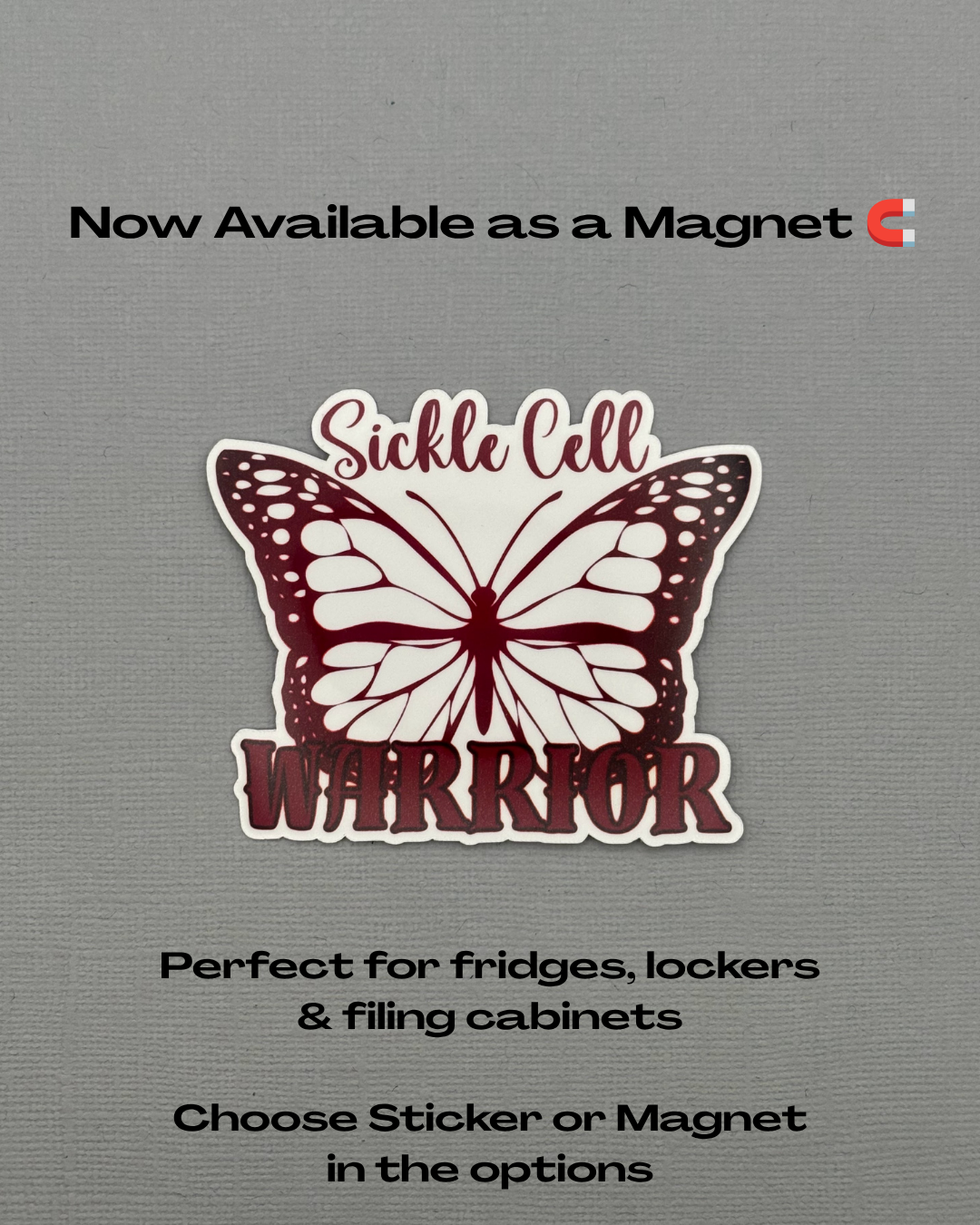Sickle Cell Warrior Butterfly Sticker or Magnet