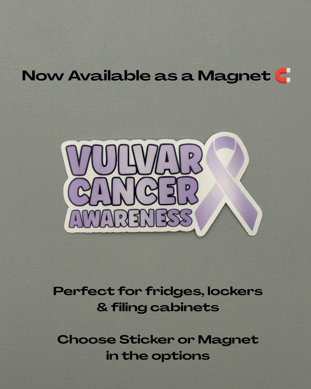 Vulvar Cancer Awareness with Ribbon Sticker or Magnet