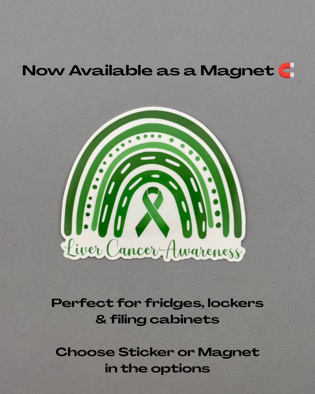 Liver Cancer Awareness Rainbow Sticker or Magnet