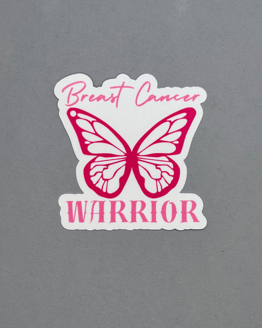 Breast Cancer Warrior Butterfly Sticker