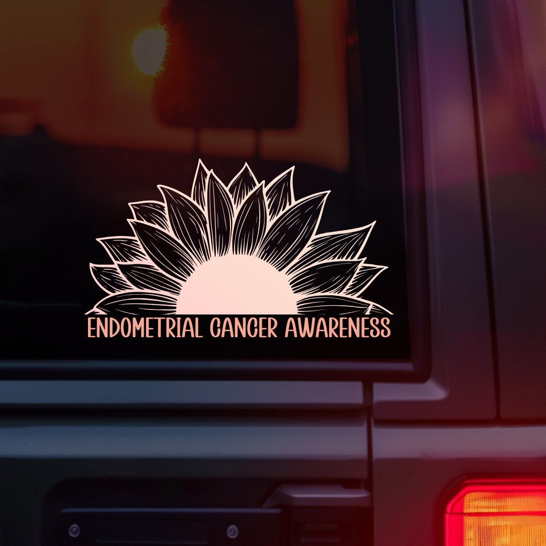 Endometrial Cancer Awareness Sunflower Car Decal