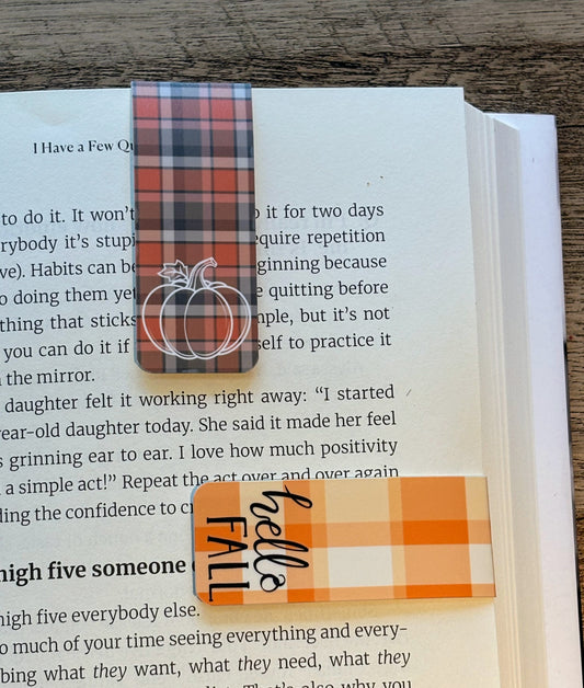 Fall Plaid Magnetic Bookmarks