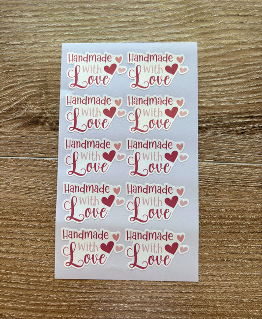 Handmade with Love - Packaging Stickers - 10 stickers