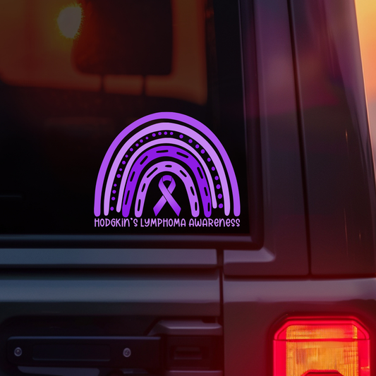 Hodgkin's Lymphoma Awareness Rainbow Car Decal