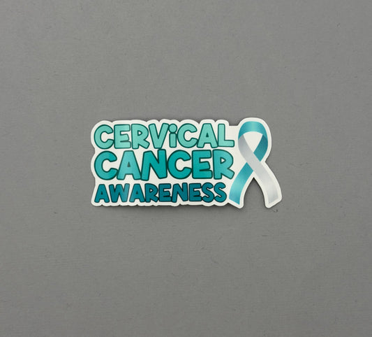 Cervical Cancer Awareness with Ribbon Sticker