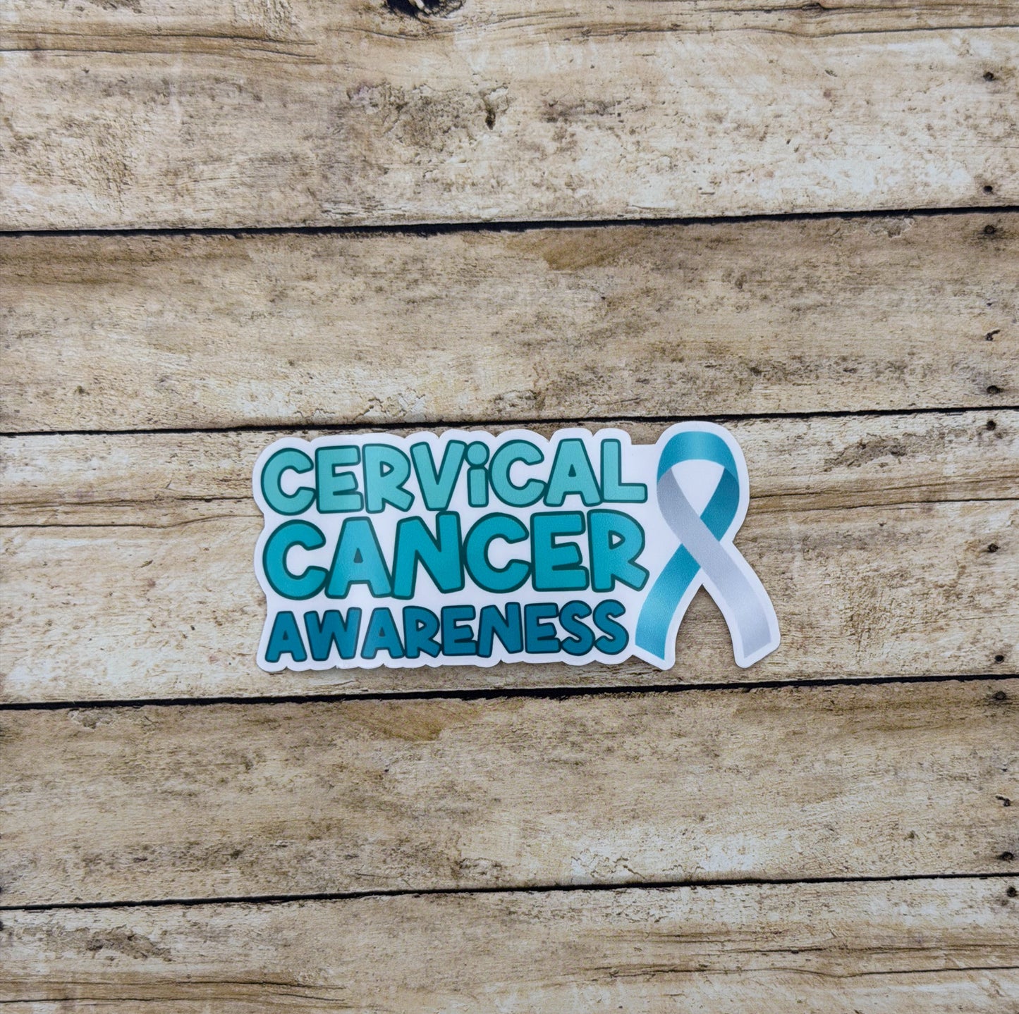 Cervical Cancer Awareness with Ribbon Sticker