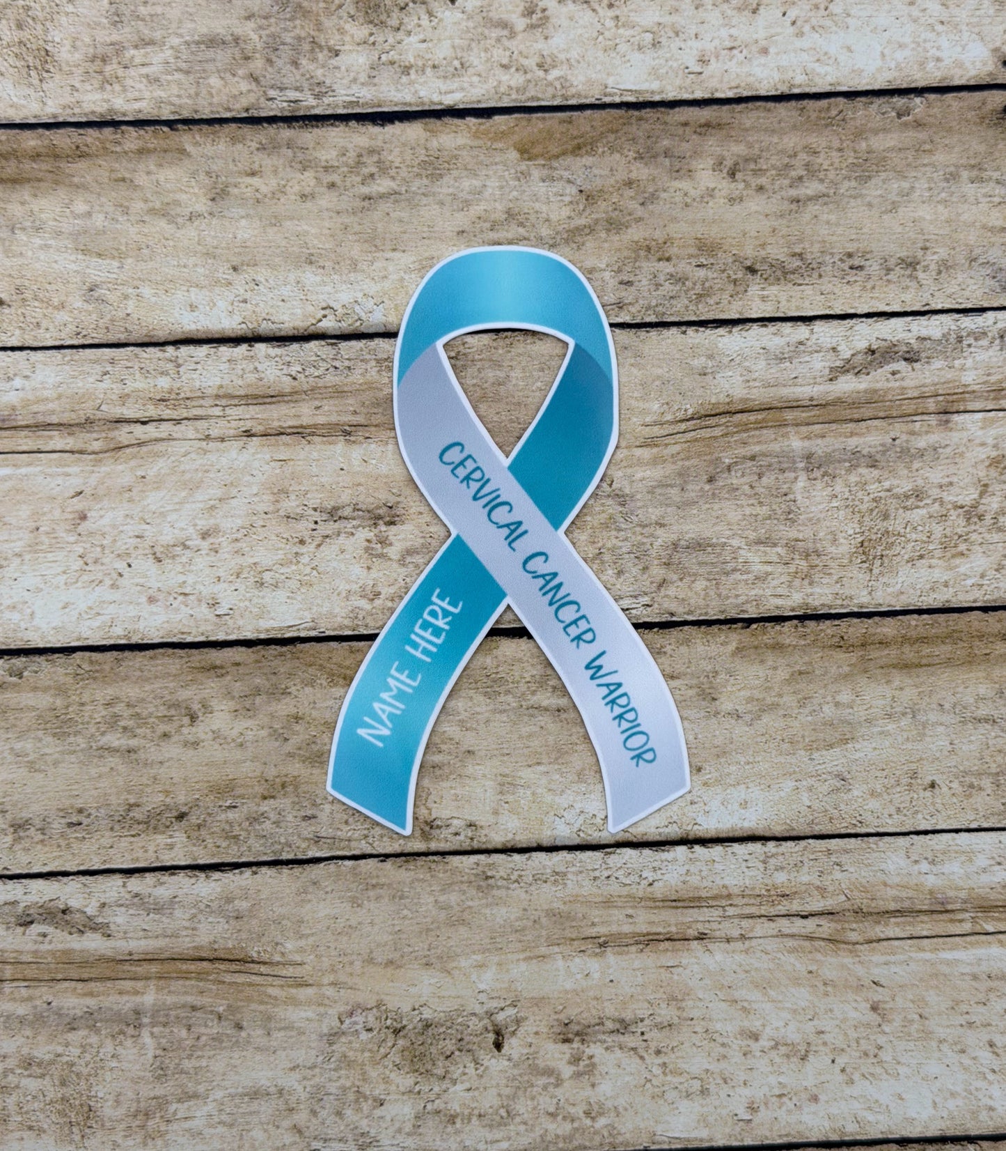 Cervical Cancer Warrior Custom Ribbon Sticker