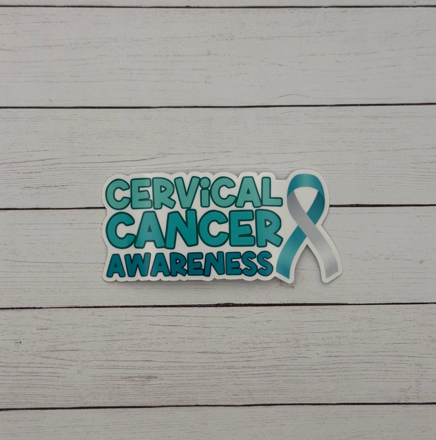 Cervical Cancer Awareness with Ribbon Sticker