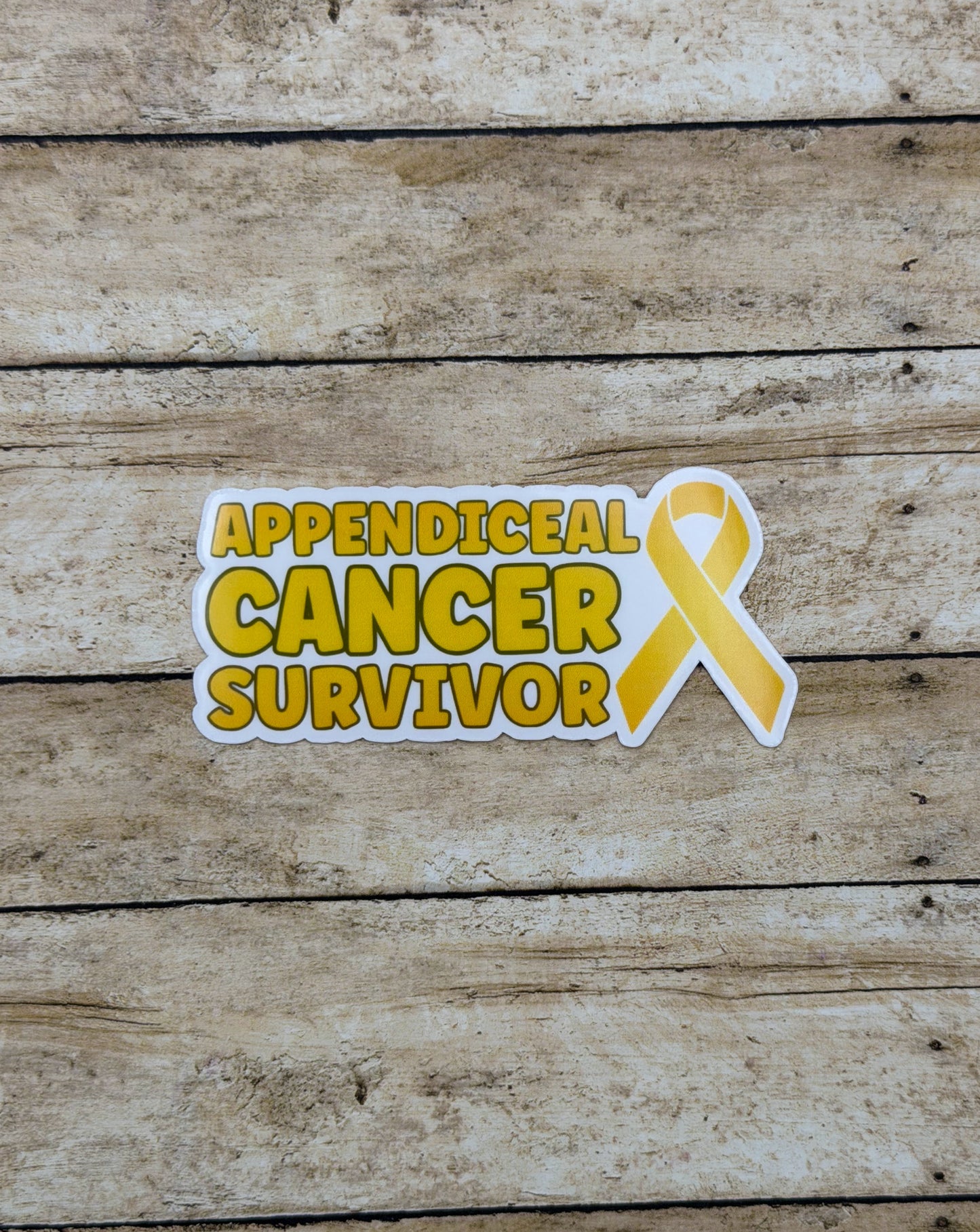 Appendiceal Cancer Survivor with Ribbon Sticker or Magnet