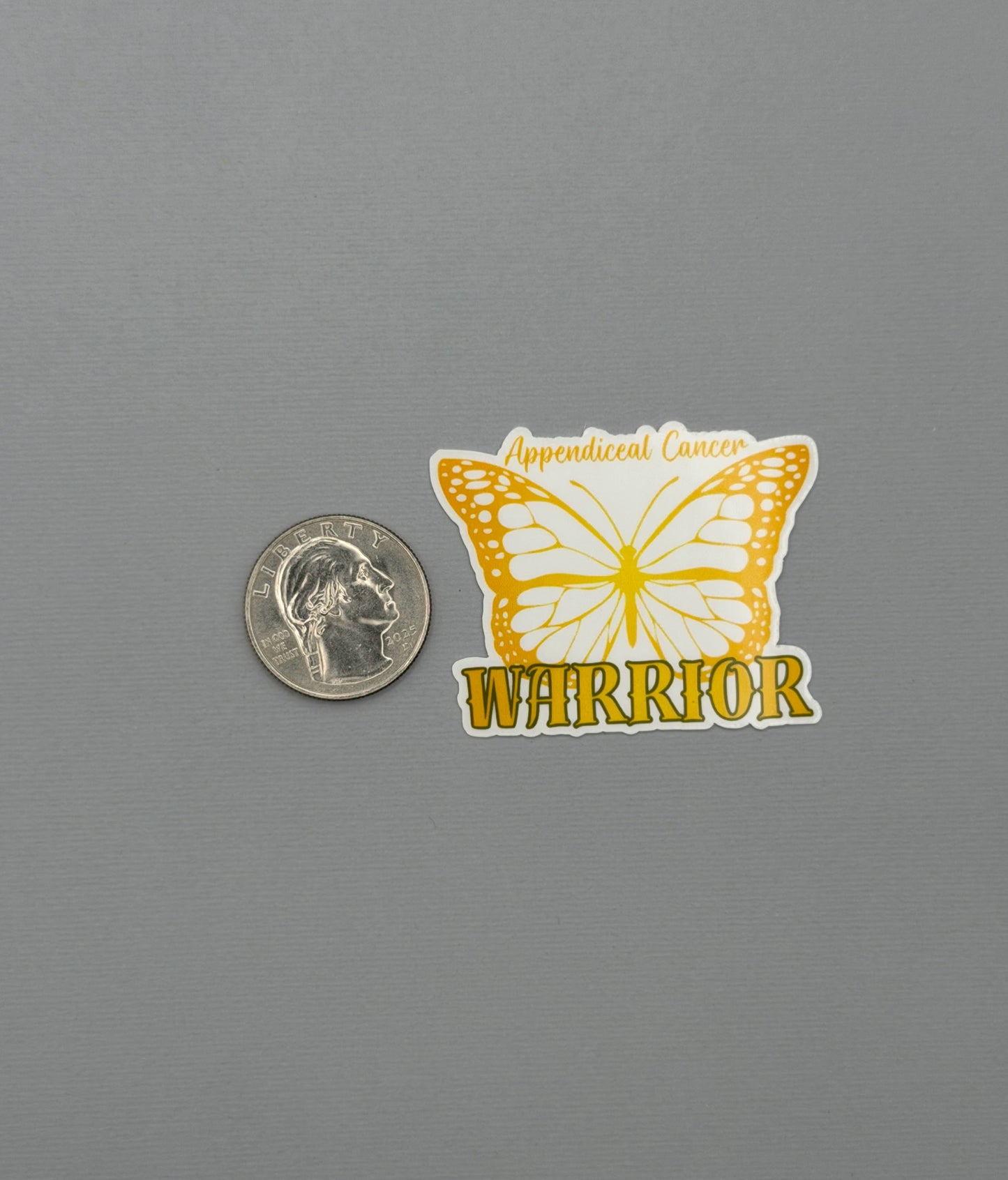 Appendiceal Cancer Warrior Butterfly Sticker or Magnet