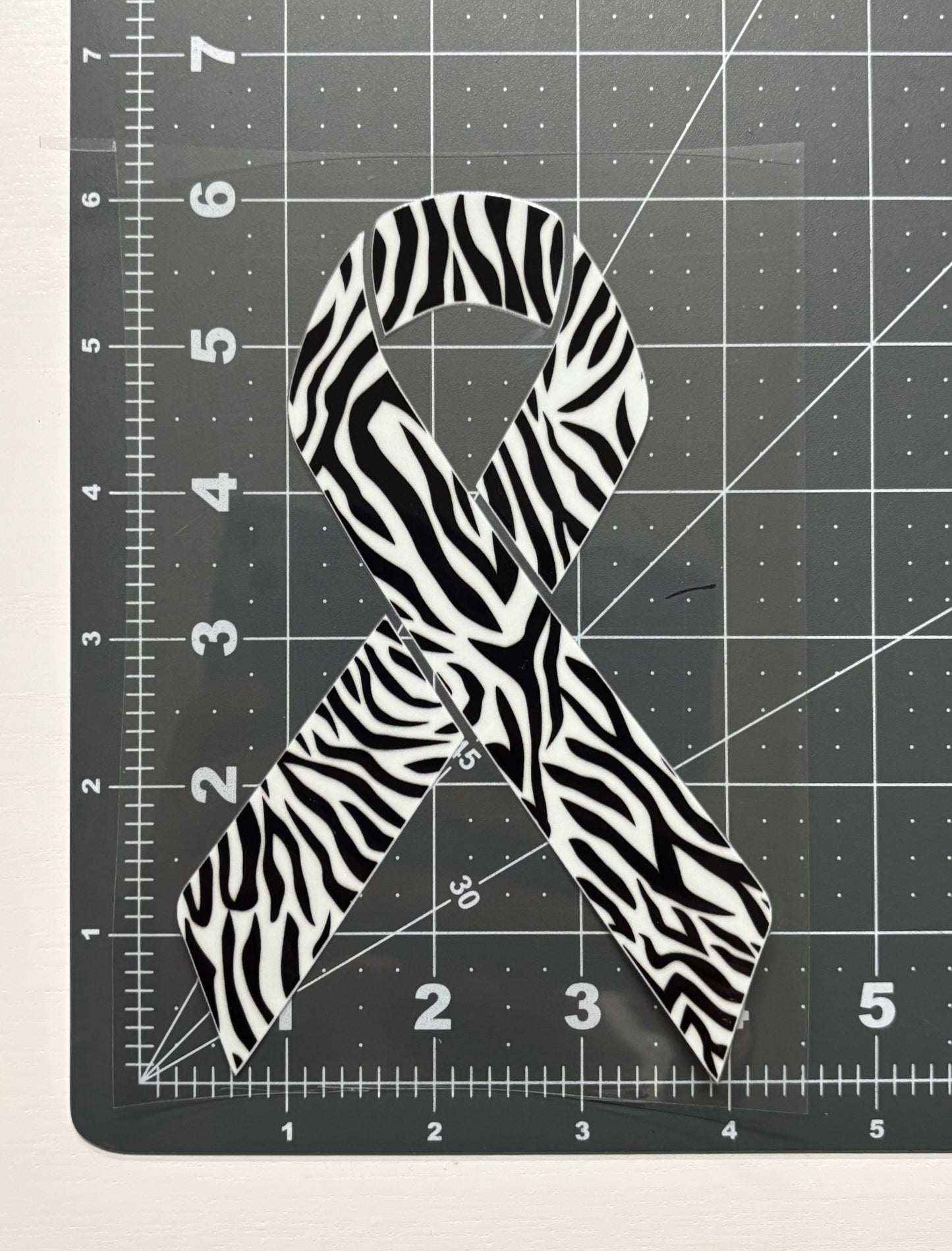 Zebra Print Awareness Ribbon Car Decal