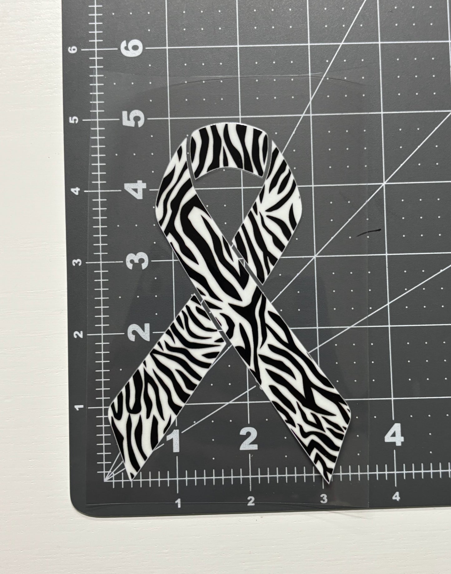 Zebra Print Awareness Ribbon Car Decal