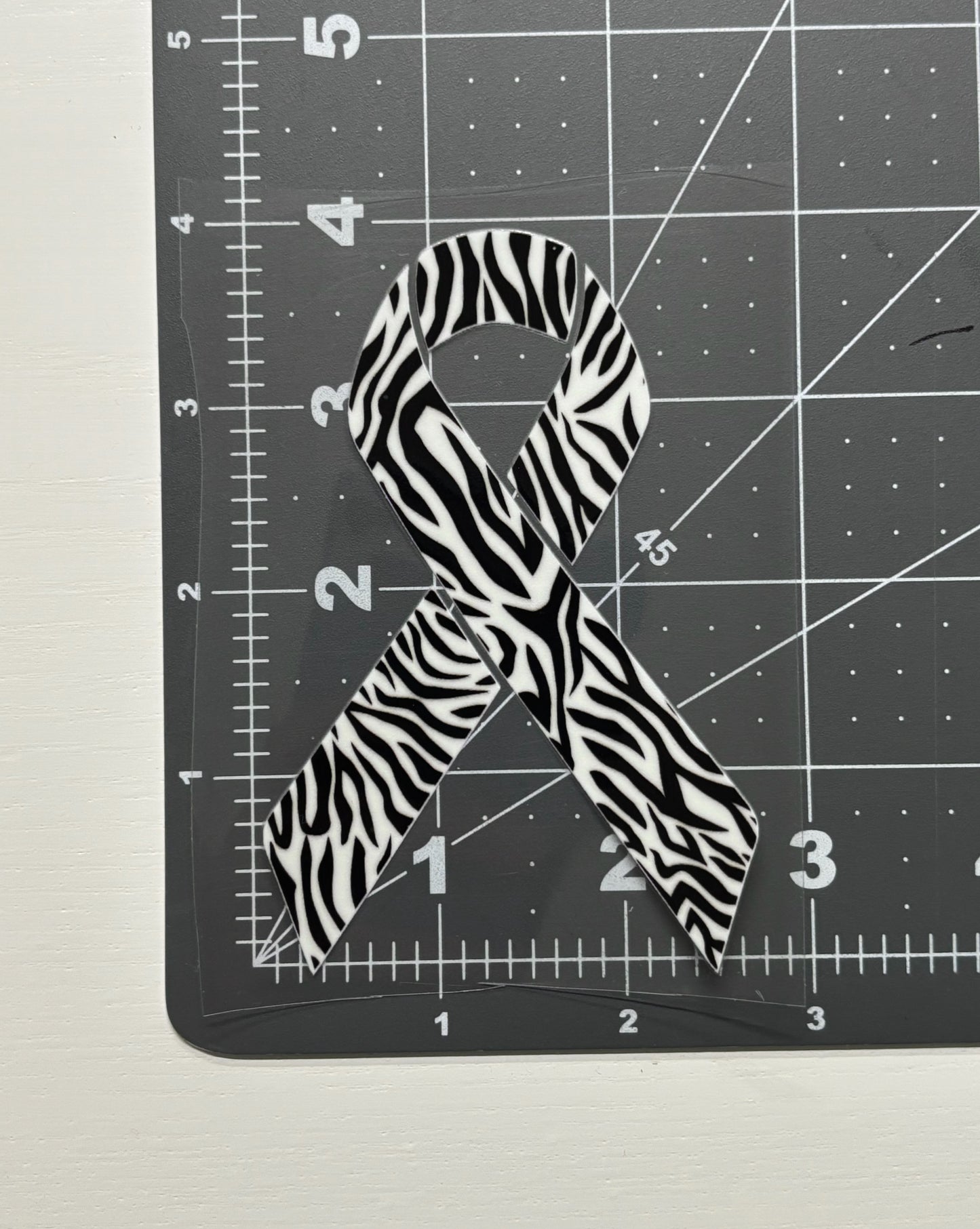 Zebra Print Awareness Ribbon Car Decal