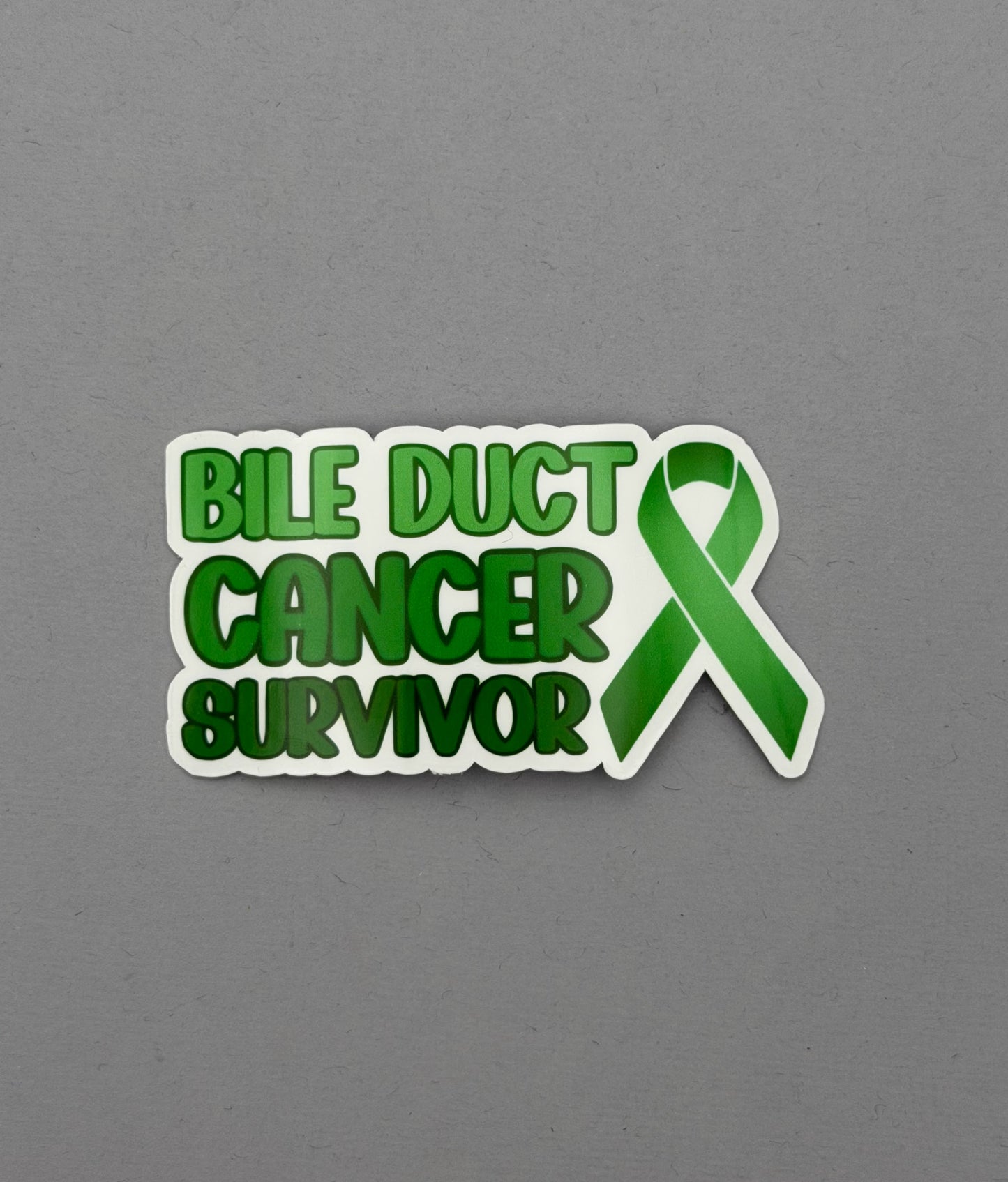 Bile Duct Cancer Survivor with Ribbon Sticker