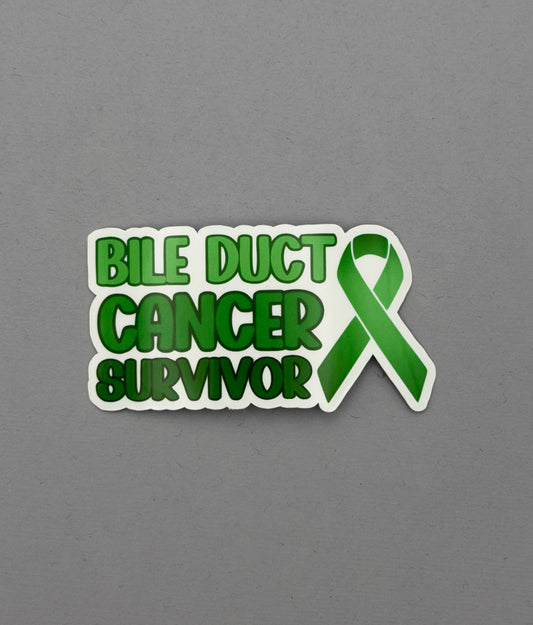Bile Duct Cancer Survivor with Ribbon Sticker