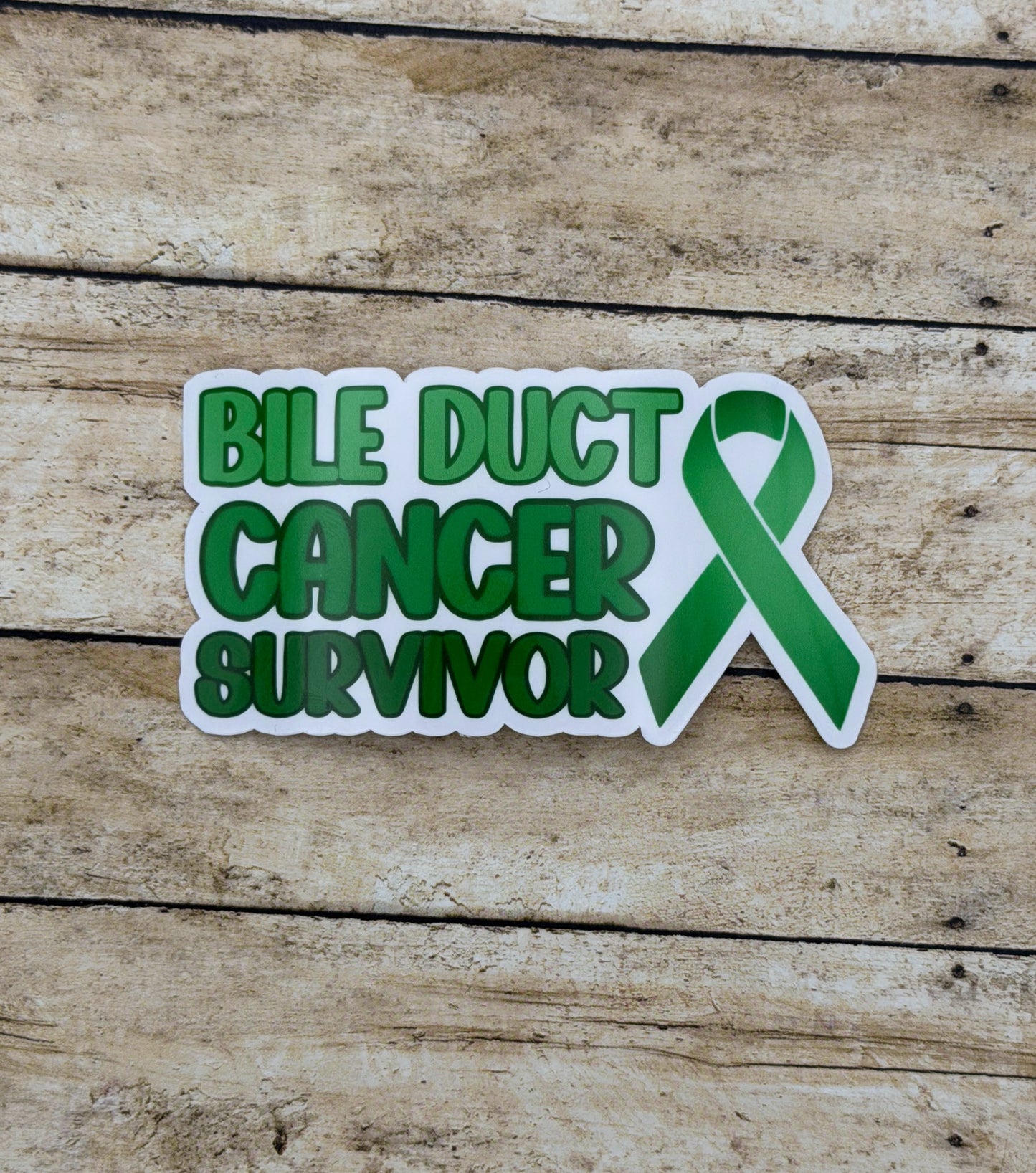Bile Duct Cancer Survivor with Ribbon Sticker