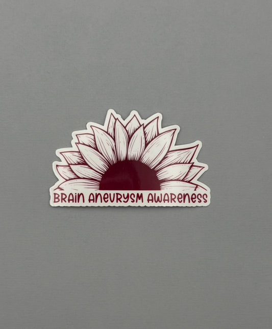 Brain Aneurysm Awareness Sunflower Sticker or Magnet