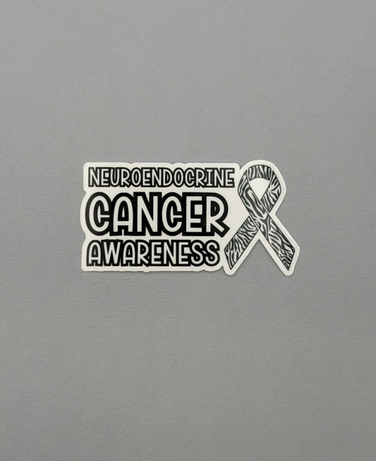Neuroendocrine Cancer Awareness with Ribbon Sticker or Magnet