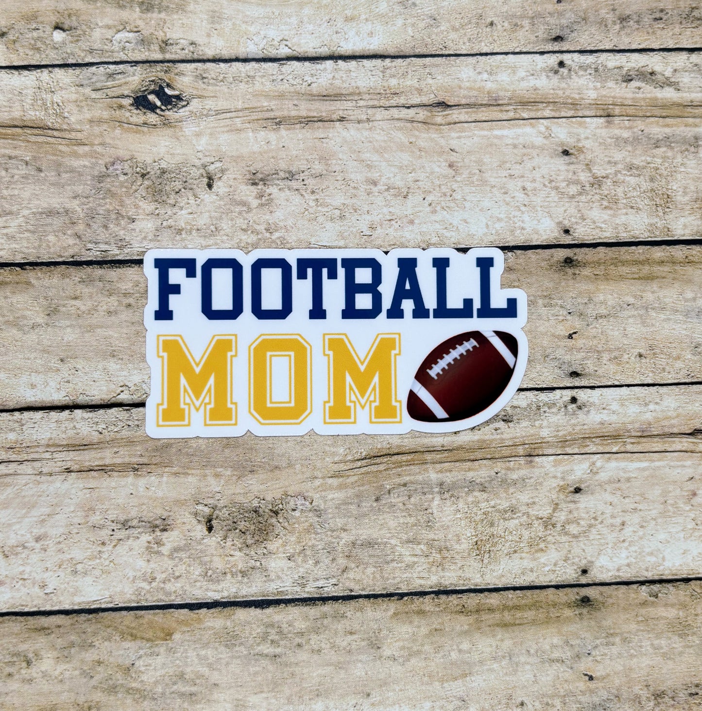 Football Mom Dark Blue & Yellow Sticker