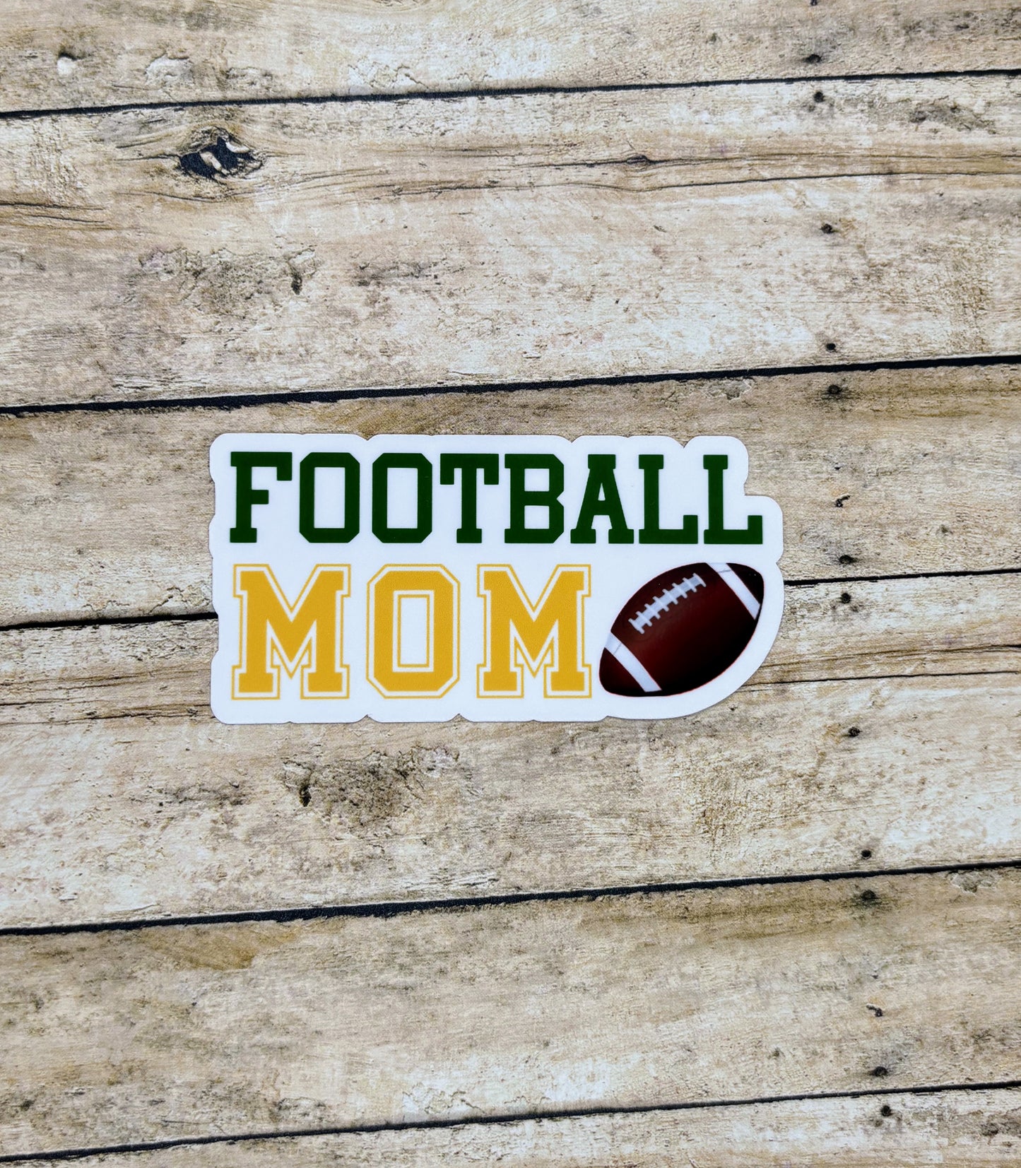 Football Mom Sticker - Green & Yellow