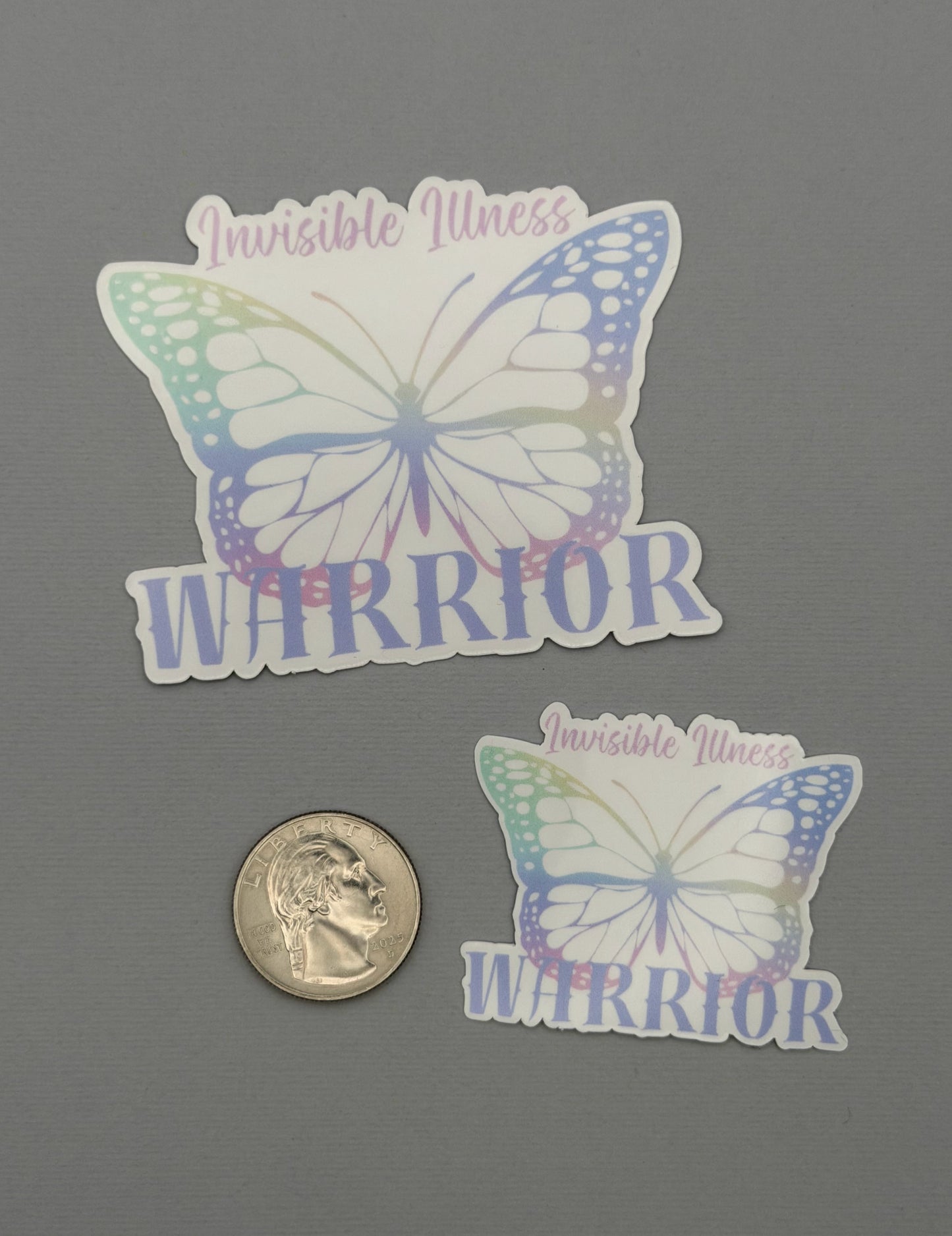 Invisible Illness Warrior Butterfly Sticker or Magnet