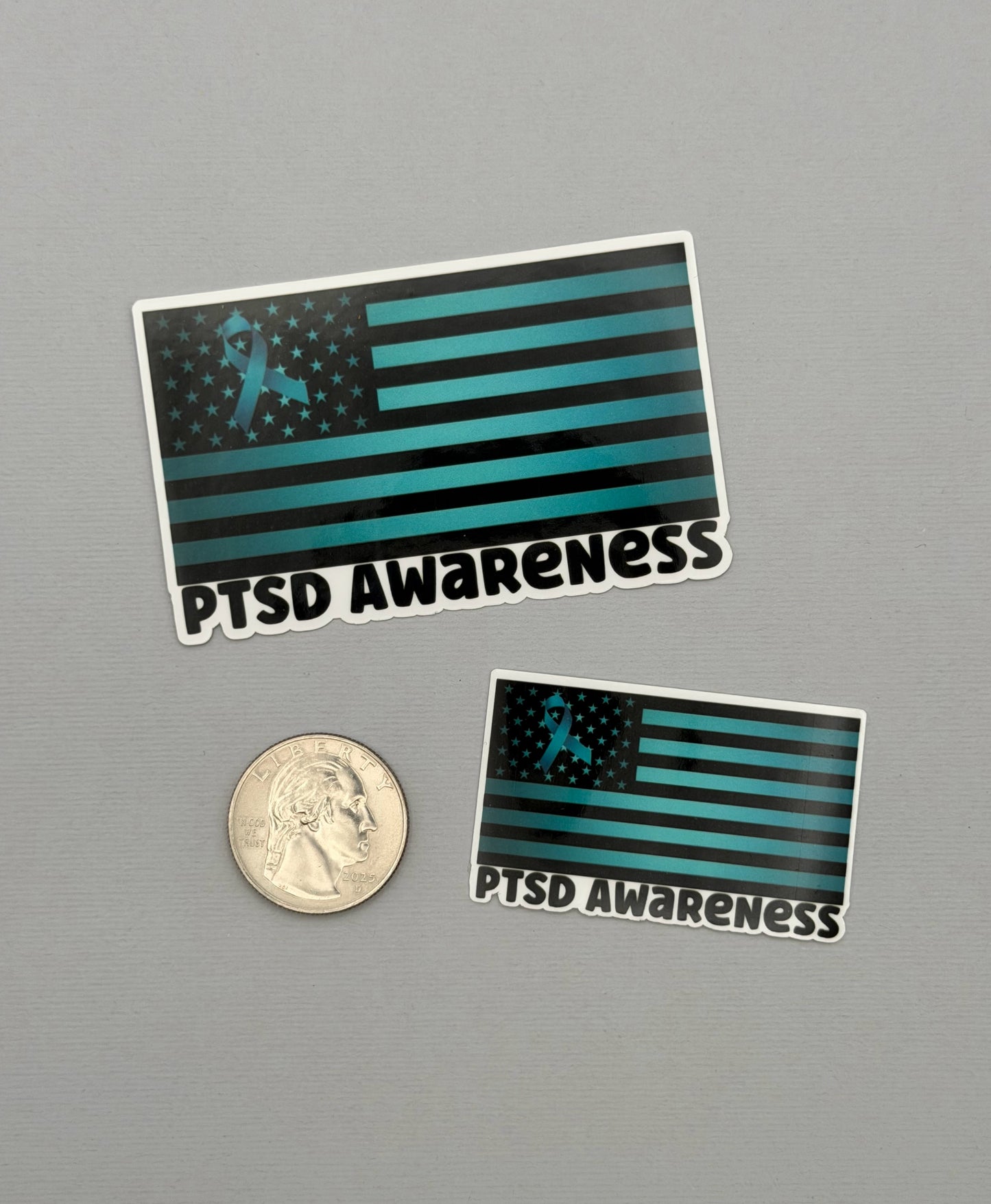 PTSD Awareness American Flag Sticker or Magnet