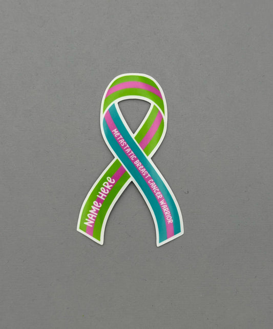 Metastatic Breast Cancer Warrior Custom Ribbon Sticker