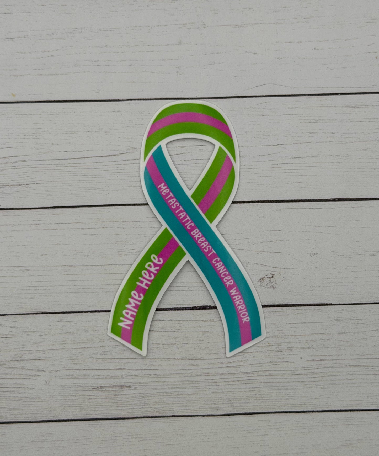 Metastatic Breast Cancer Warrior Custom Ribbon Sticker
