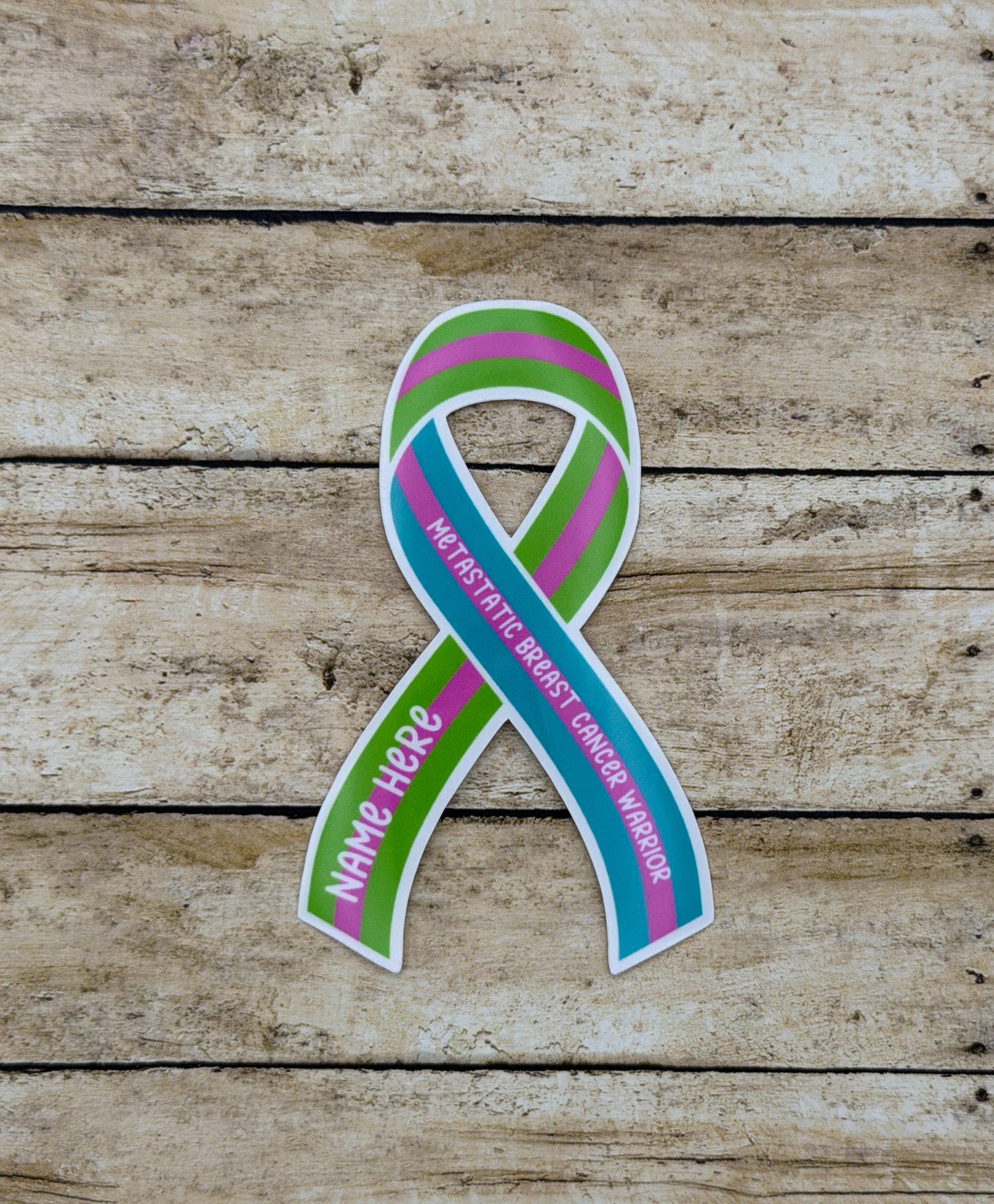 Metastatic Breast Cancer Warrior Custom Ribbon Sticker