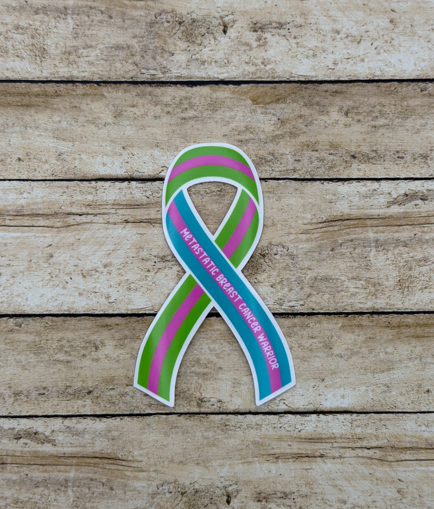 Metastatic Breast Cancer Warrior Ribbon Sticker