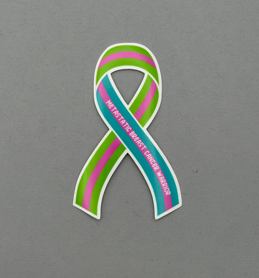 Metastatic Breast Cancer Warrior Ribbon Sticker