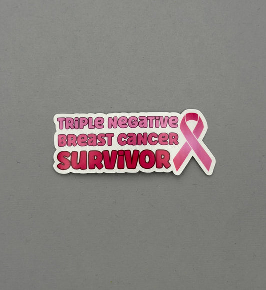 Triple Negative Breast Cancer Survivor with Ribbon Sticker