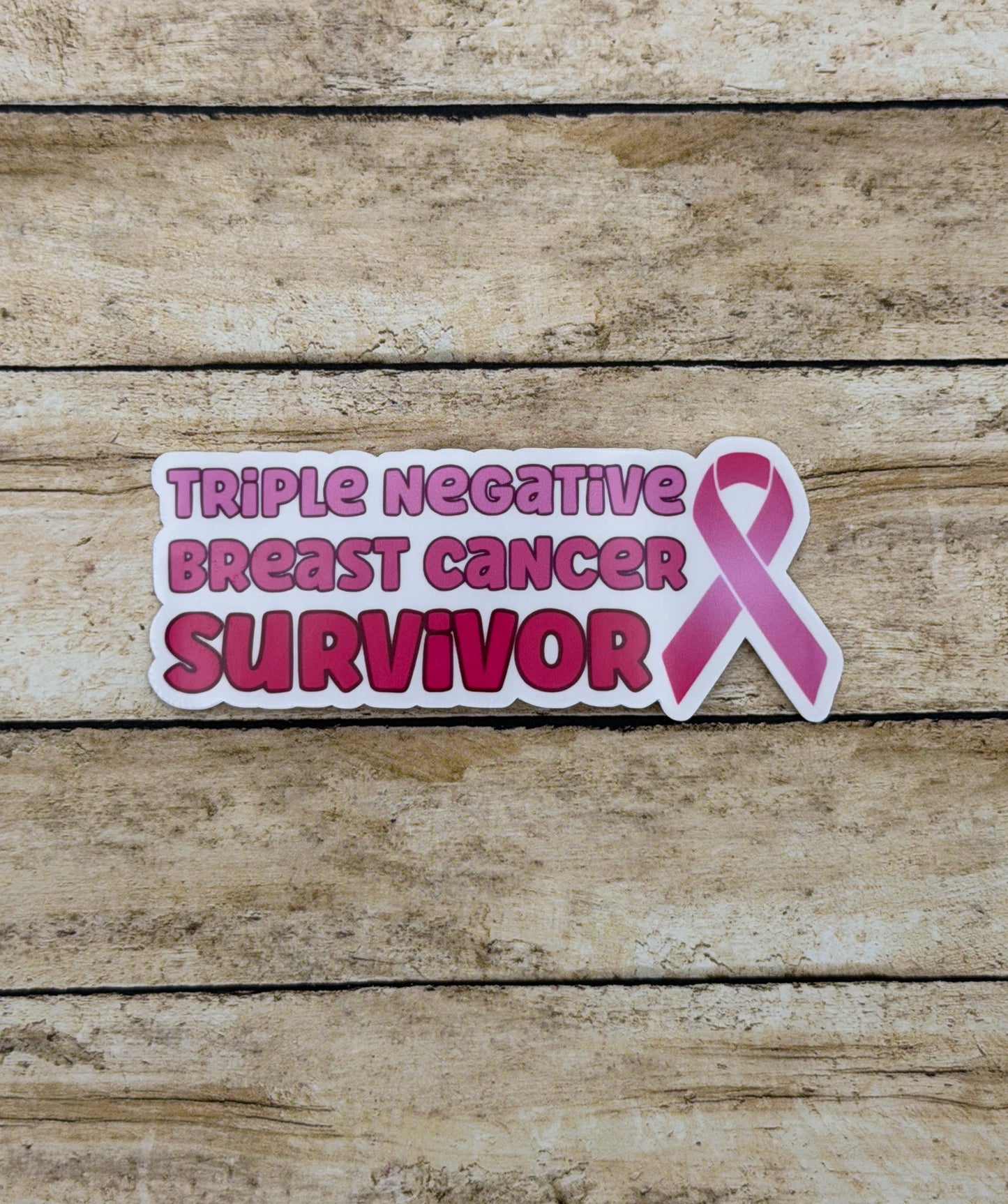 Triple Negative Breast Cancer Survivor with Ribbon Sticker