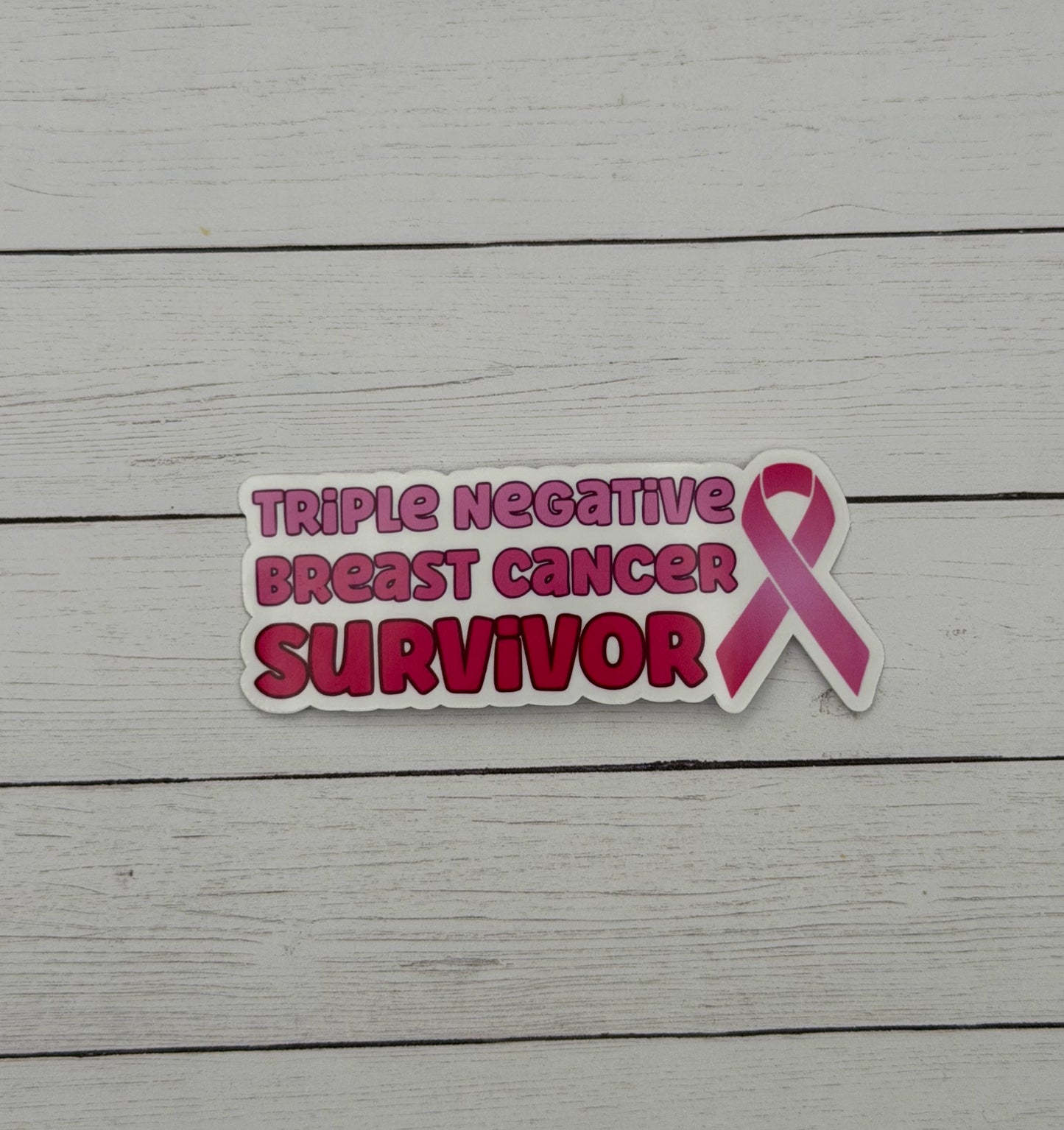 Triple Negative Breast Cancer Survivor with Ribbon Sticker