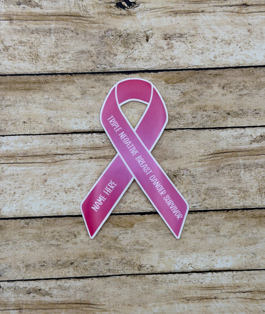 Triple Negative Breast Cancer Survivor Custom Ribbon Sticker