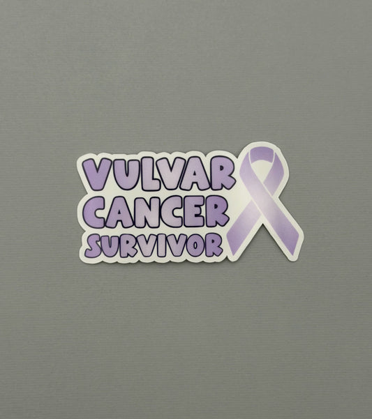 Vulvar Cancer Survivor with Ribbon Sticker or Magnet