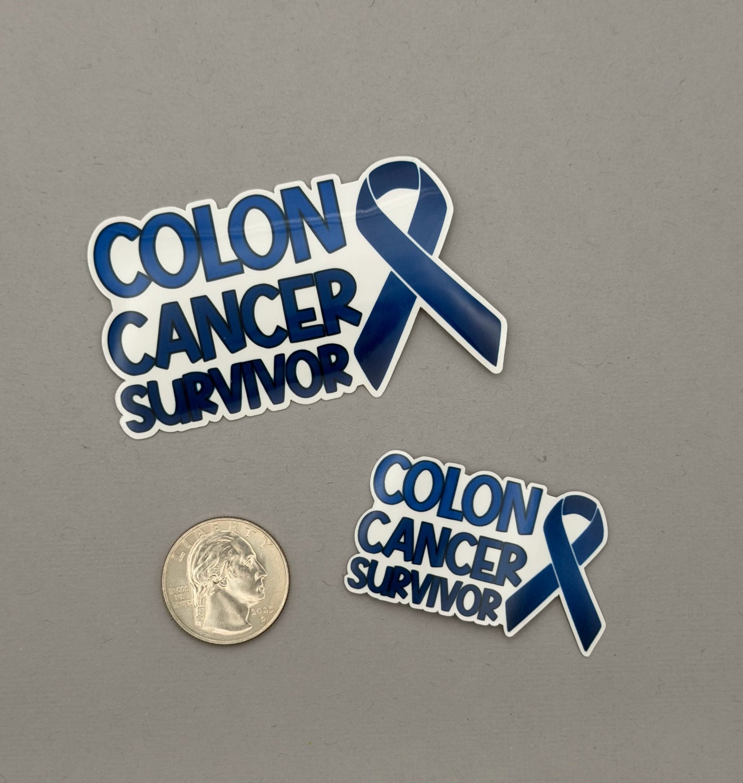 Colon Cancer Survivor with Ribbon Sticker