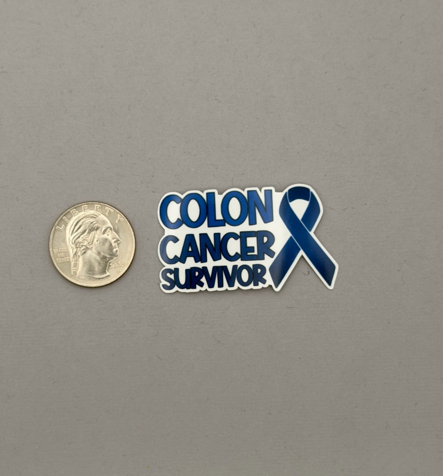 Colon Cancer Survivor with Ribbon Sticker