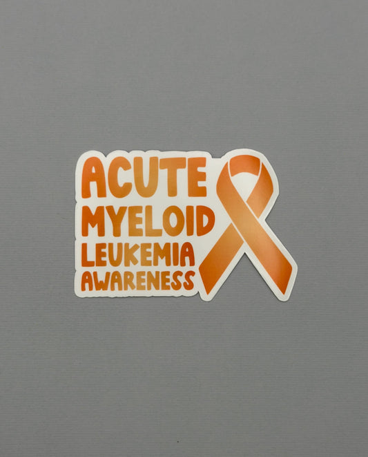 Acute Myeloid Leukemia Awareness with Ribbon Sticker or Magnet | AML
